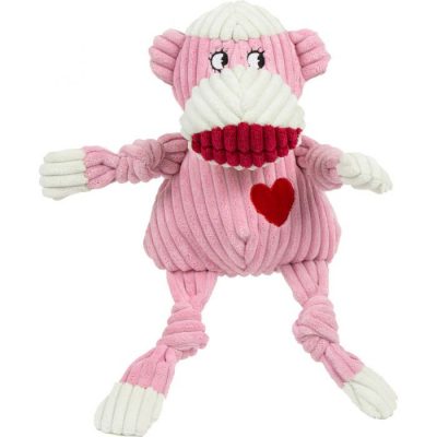 pink sock monkey dog toy